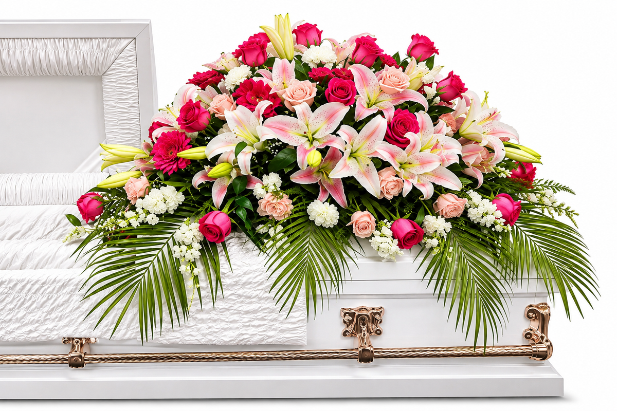 BF-1080- THE GRAND BLUSH TRUBUTE CASKET SPRAY