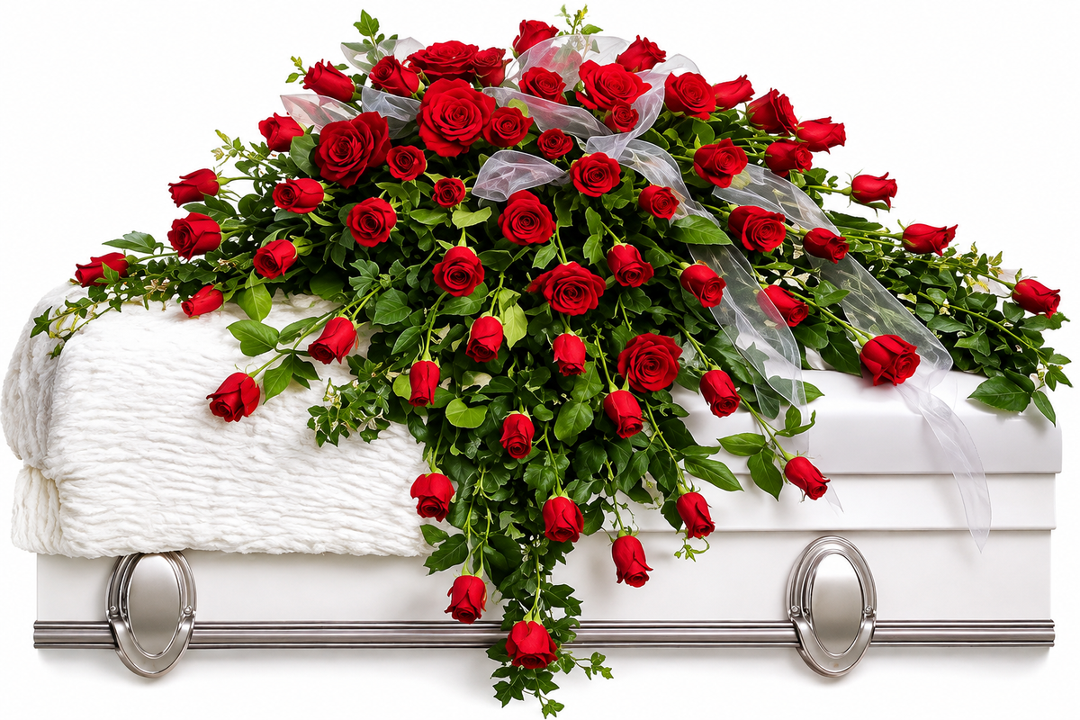 BF-1035- FOREVER IN RED CASKET SPRAY