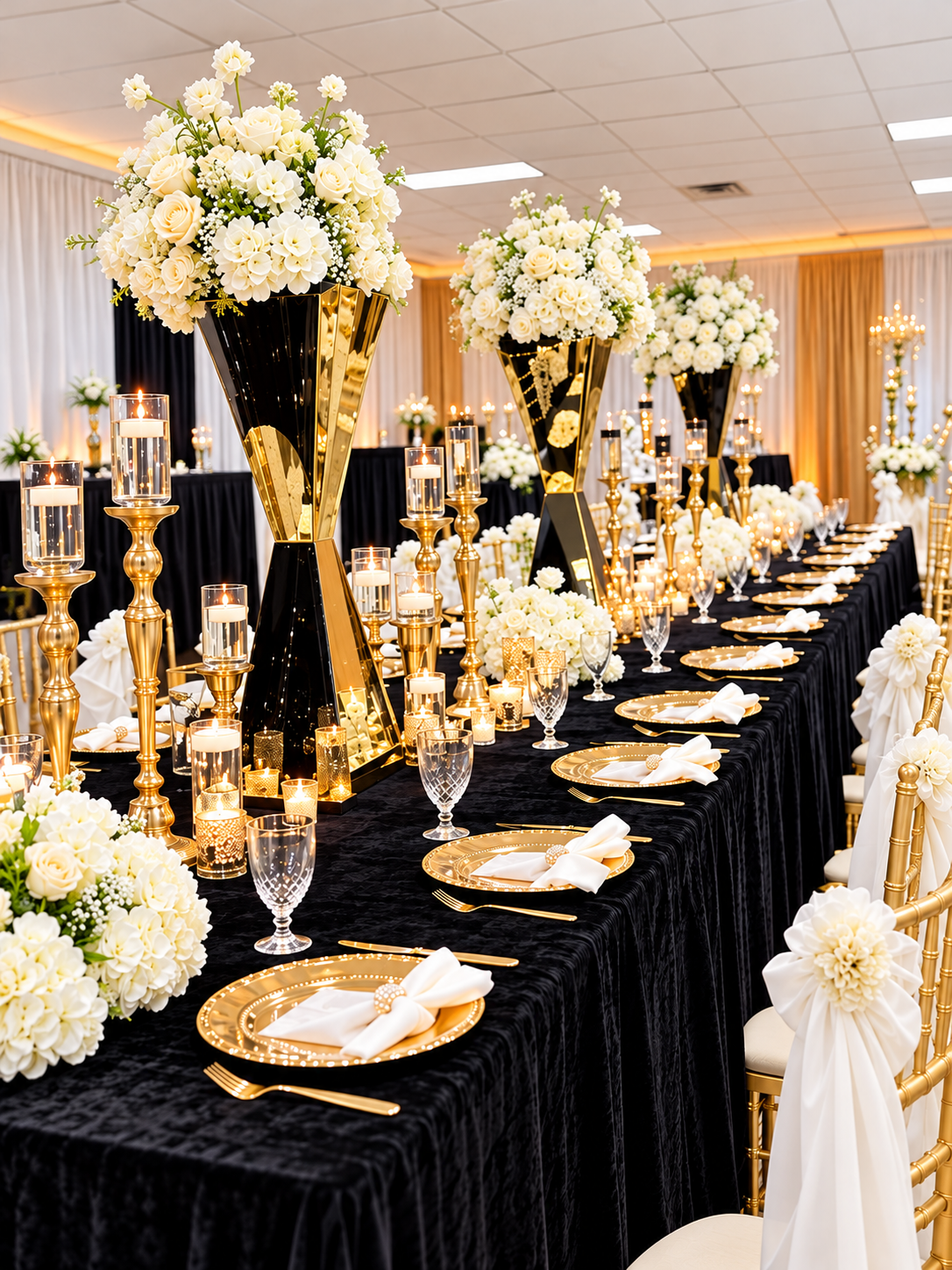 BF-1071- Royal Elegance: A Black, Gold & Ivory Affair.