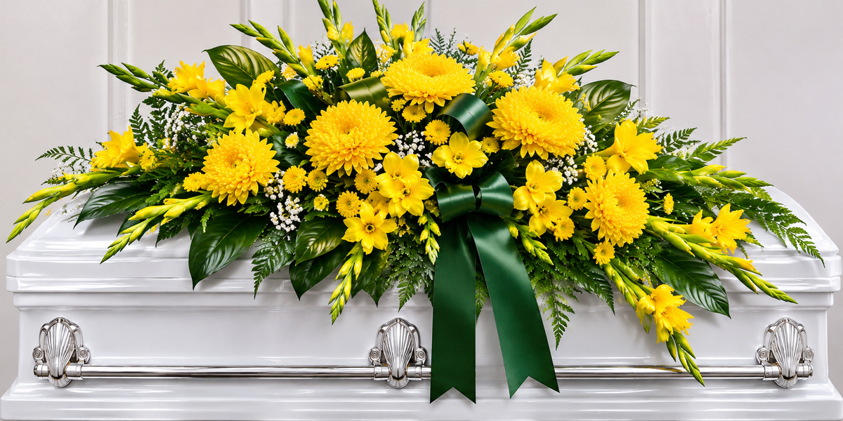 BF-1037- GOLDEN SUNSHINE CASKET SPRAY