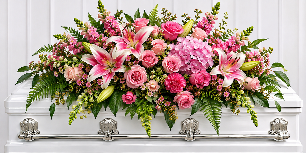 BF-1080- THE GRAND BLUSH TRUBUTE CASKET SPRAY