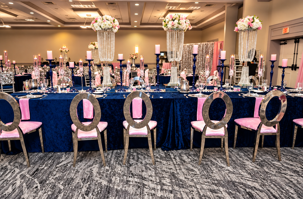 Pink and Blue Event Decor | Crystal Centerpieces & Elegant Party Design ...