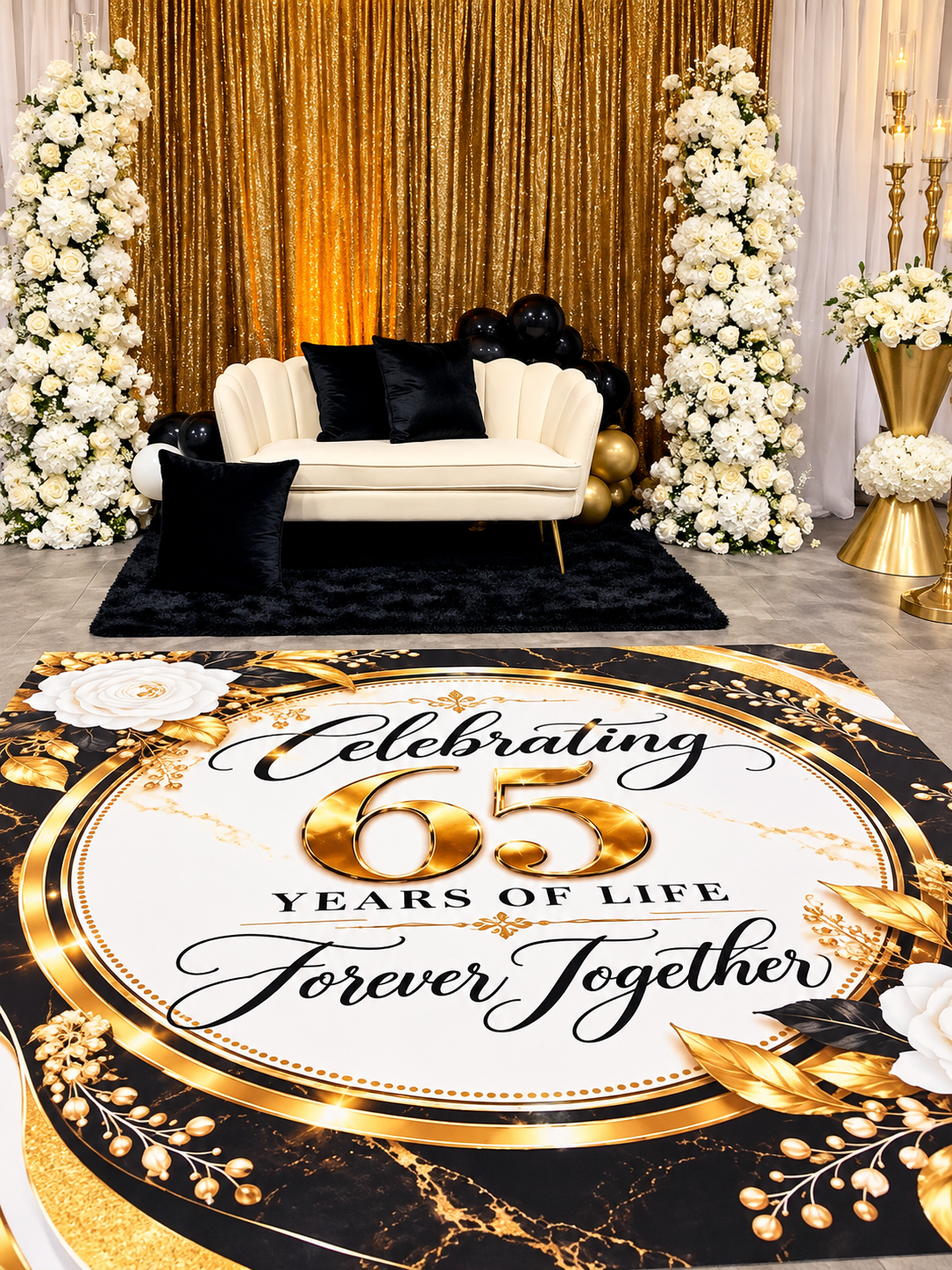 BF-1071- Royal Elegance: A Black, Gold & Ivory Affair.