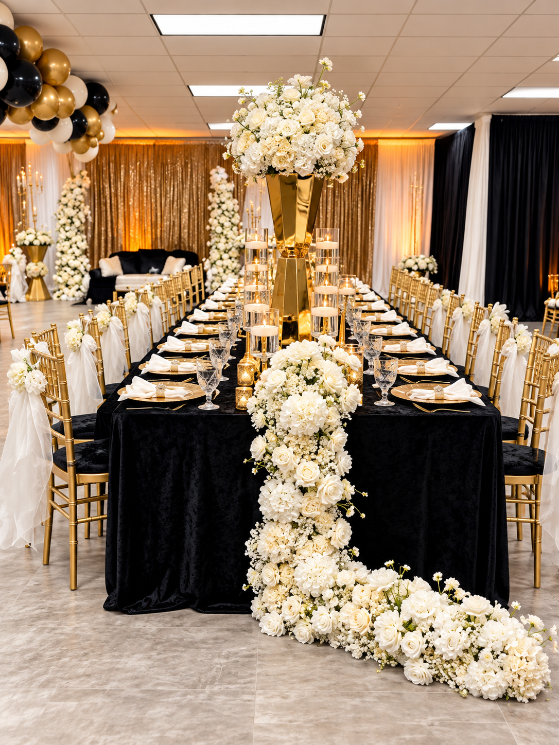 BF-1071- Royal Elegance: A Black, Gold & Ivory Affair.